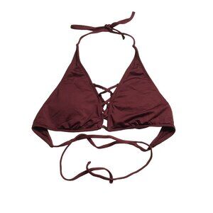 Mossimo Maroon Halter Bikini Top Removable Cups Halter String Ties Size M